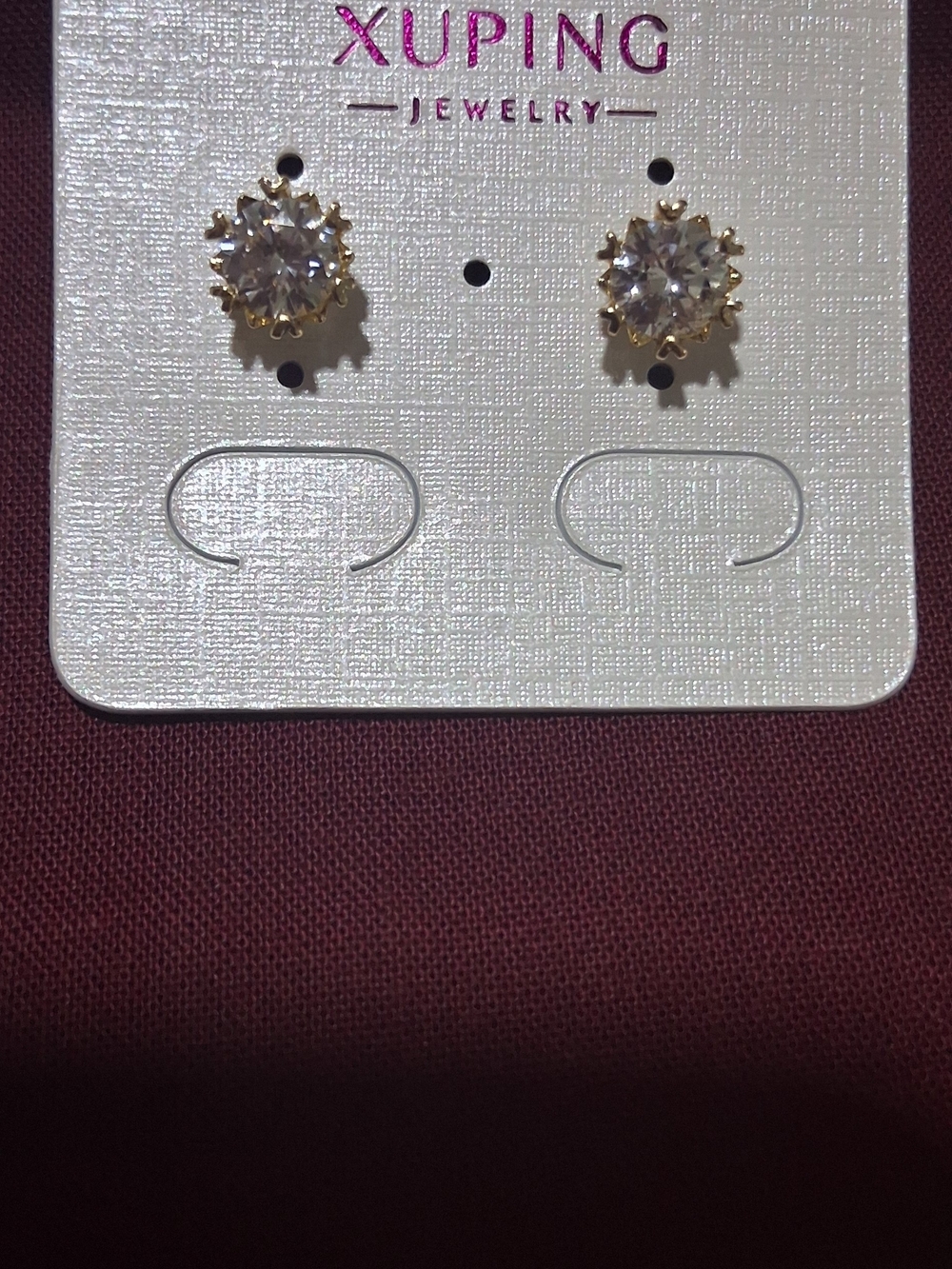 Ping Gold and Clear Crystal Crown Stud Earrings